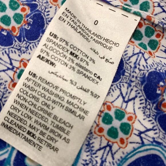 Chico’s 0 non iron 3/4 sleeves button down tunic shirt shacket pockets mosaic - Picture 9 of 11